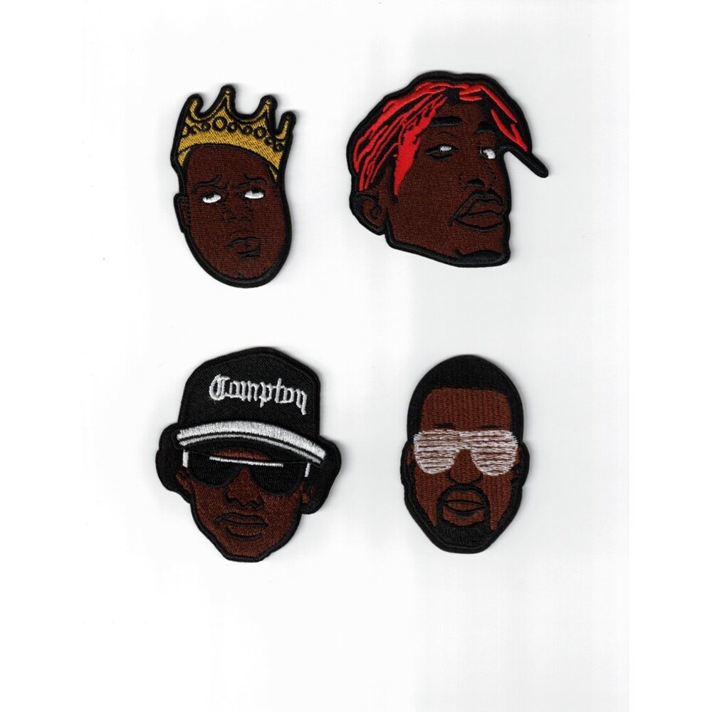 Rapper Faces Hip Hop Vibes Funny Patches for DIY Iron-On / Sew-On
